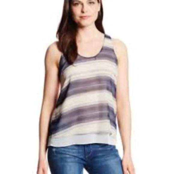 Women's Calvin Klein Navy Striped‎ Layered Tank Top Size Small - Picture 1 of 5